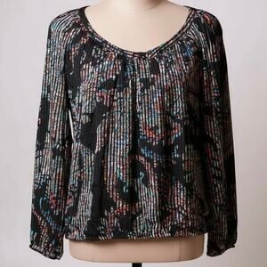 Maeve Madeira Burnout Satin Blouse Black Paisley Anthropologie Women S